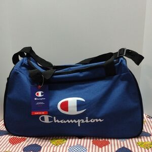 Champion Navy Duffel Bag with Black Straps #1-2